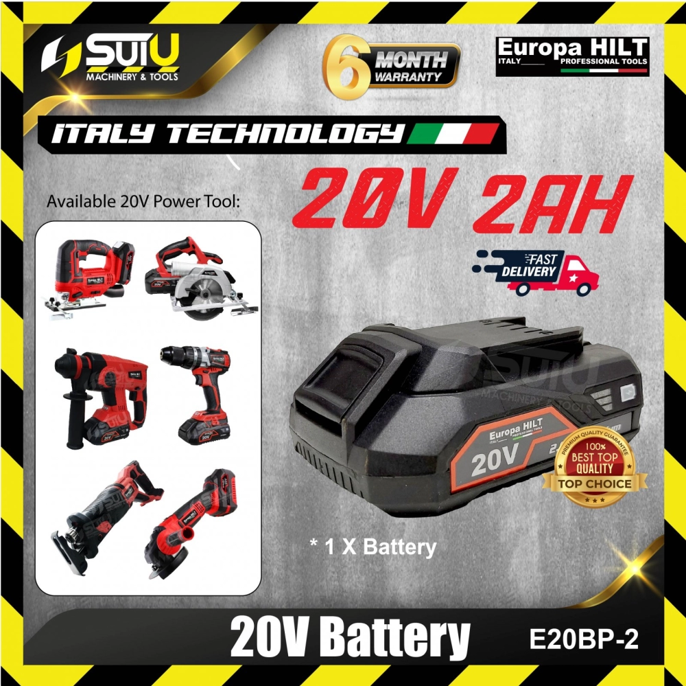 EUROPA HILT E20BP-2 20V 2.0Ah Battery & E20BC-24 20V Charger (SOLO/SET)
