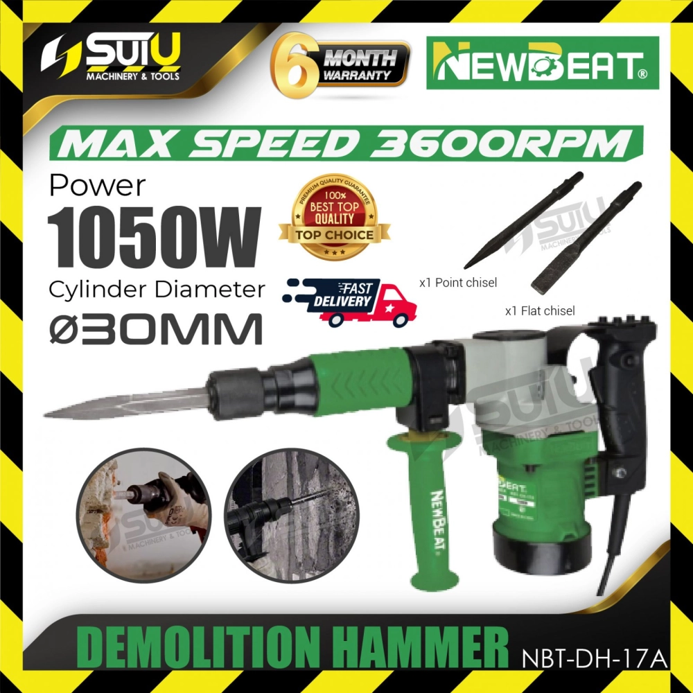 NEWBEAT NBT-DH-17A 30MM Demolition Hammer 1050W 3600RPM