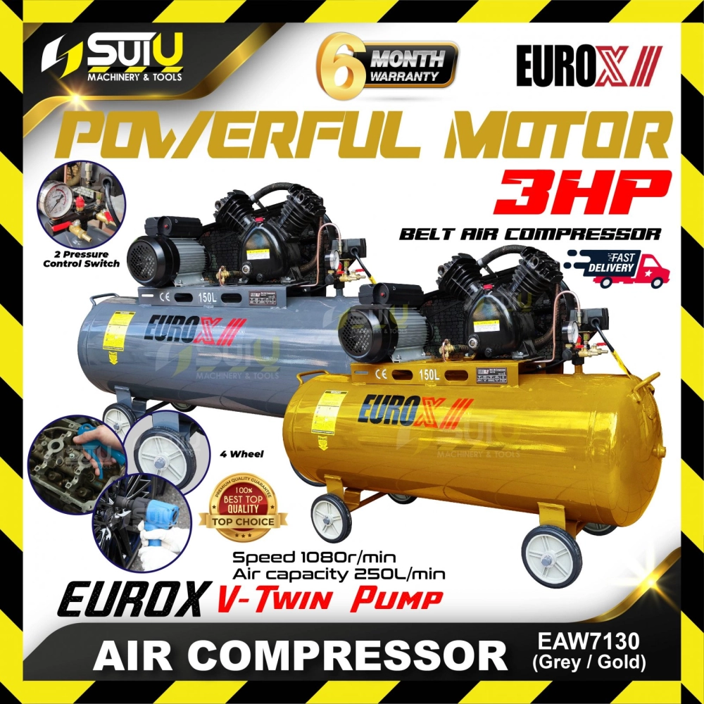 EUROX EAX7130/ EAX-7130/  EAW-7130/  EAW7130 3HP 150L 8Bar Belt Air Compressor / Kompresor 1080RPM