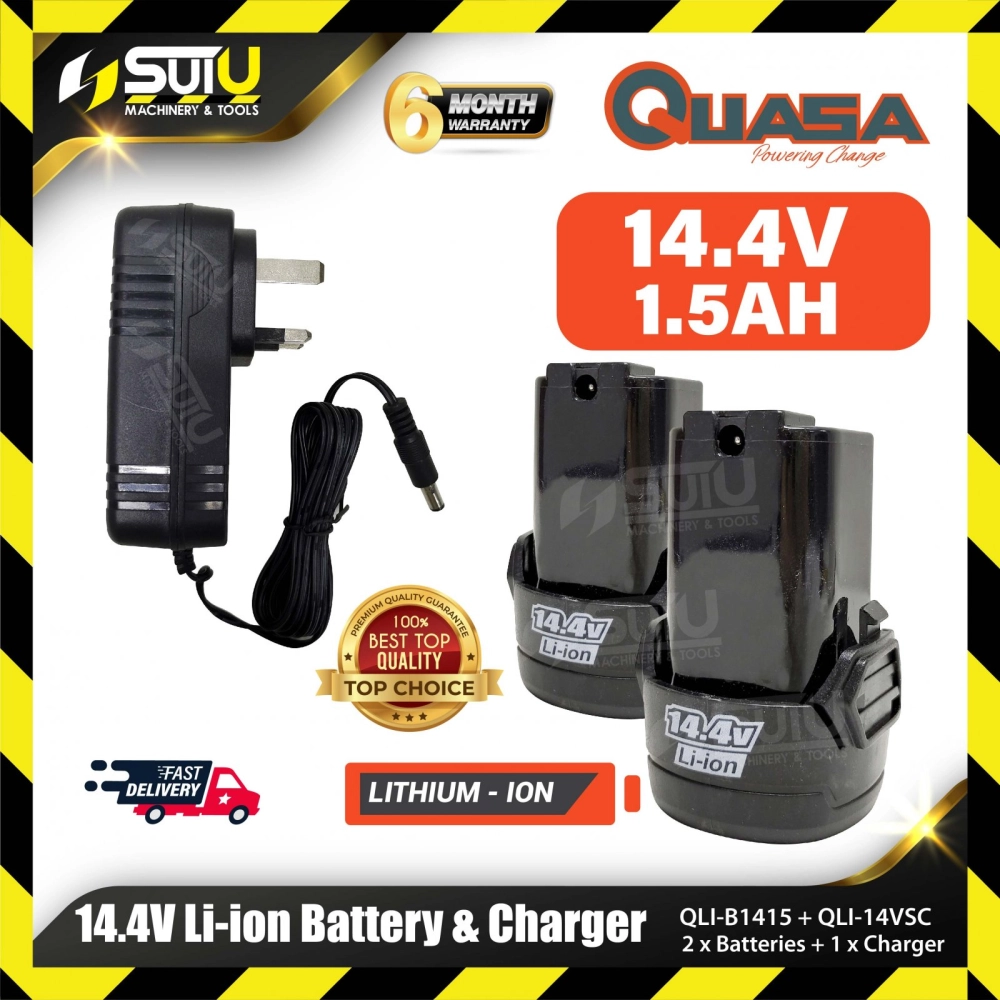 QUASA QLI-B1415 14.4V 1.5Ah Lithium-ion Battery & QLI-14VSC 14V 1.5A Charger