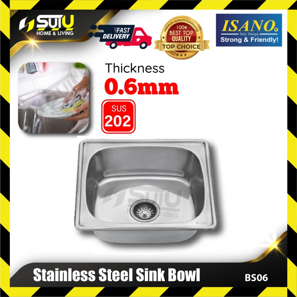 ISANO BS06 480 x 430 x 165MM Stainless Steel Sink Bowl (Single Bowl)