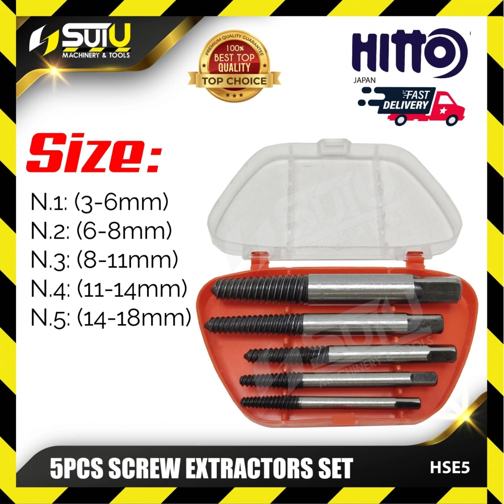 HITTO HSE5 5PCS Screw Extractor Set
