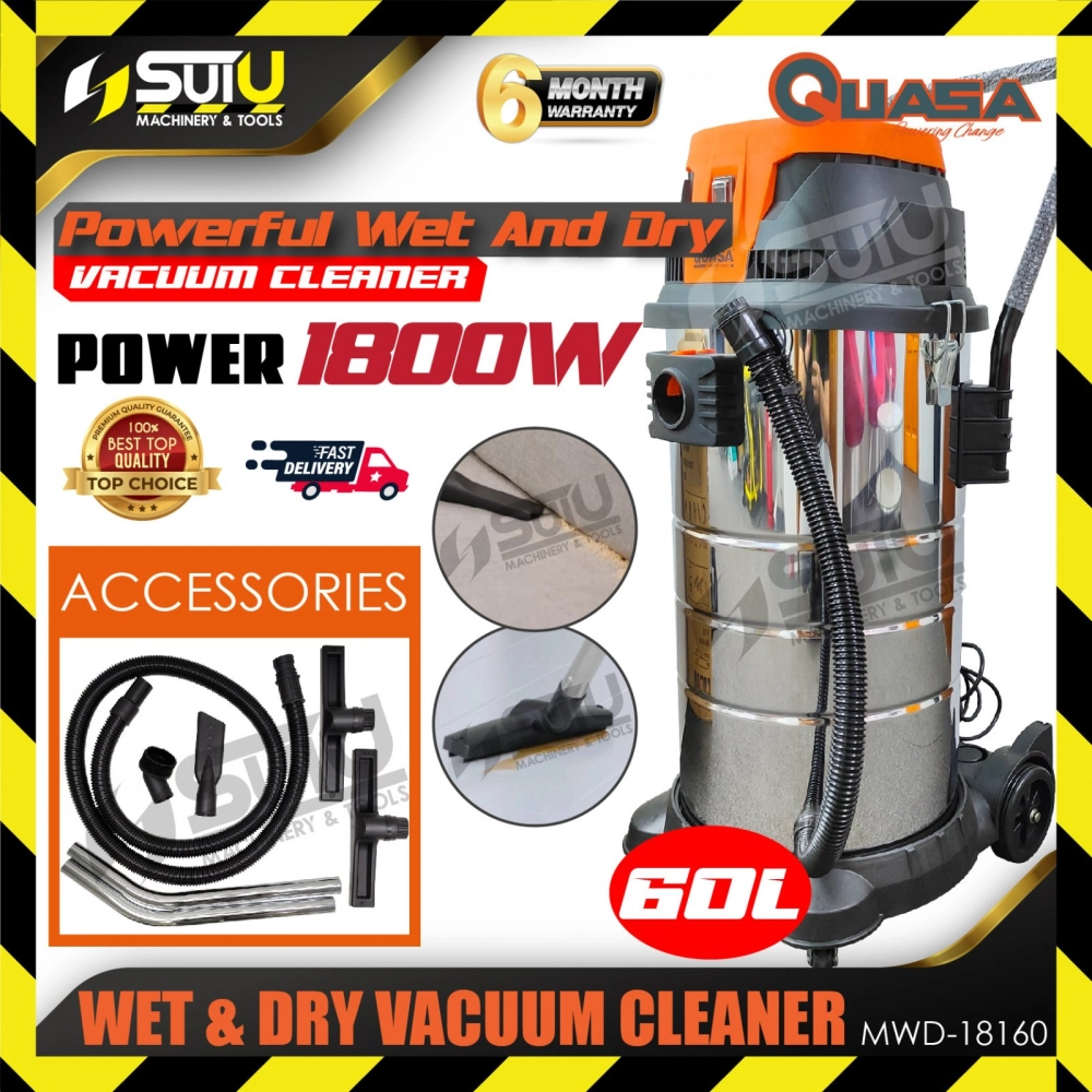 QUASA MWD-18160 60L Wet & Dry Vacuum Cleaner / Vakum 1800W w/ Accessories