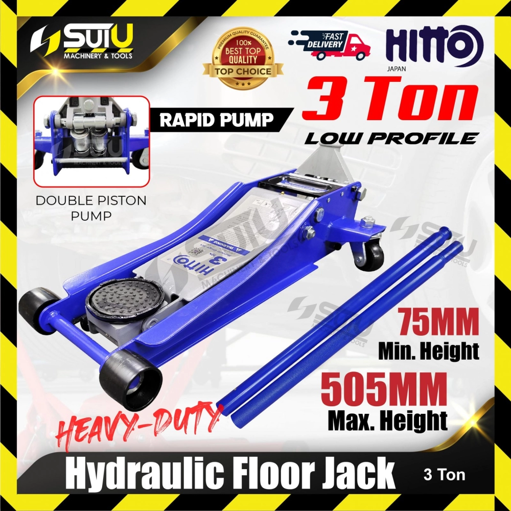 HITTO 3 Ton / 3Ton Low Profile Double Pump Hydraulic Floor Jack