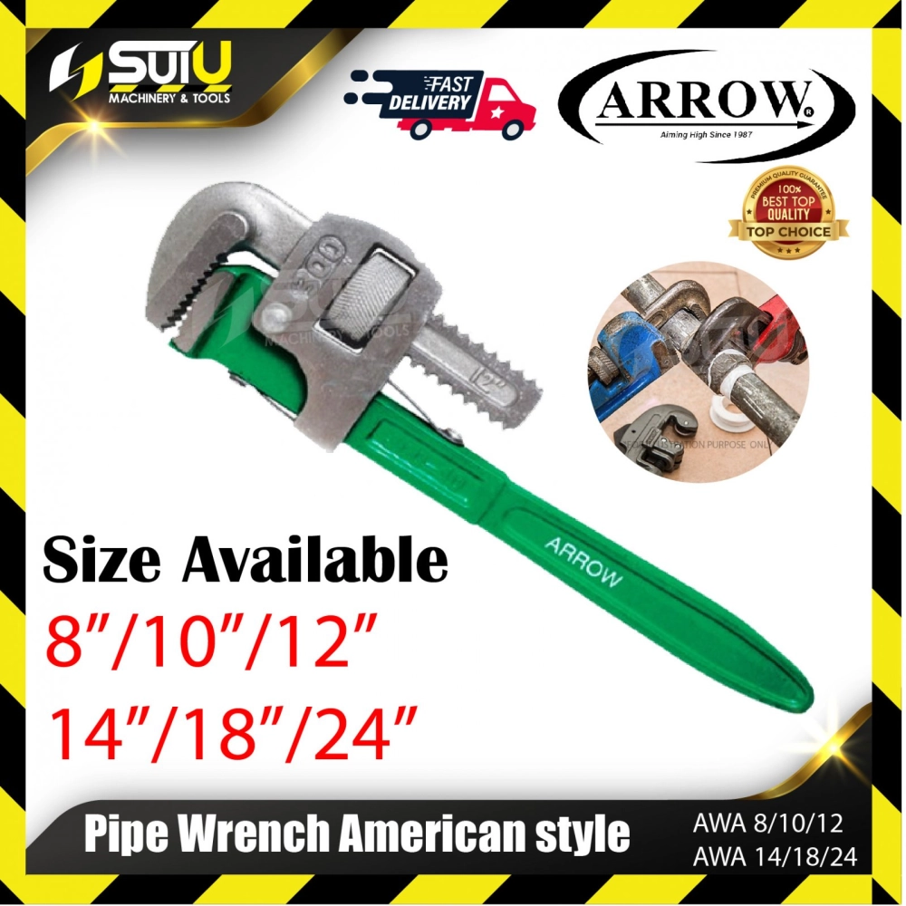 ARROW AWA8/ AWA10/ AWA12/ AWA14/ AWA18/ AWA24 8-24" Pipe Wrench (American Style)