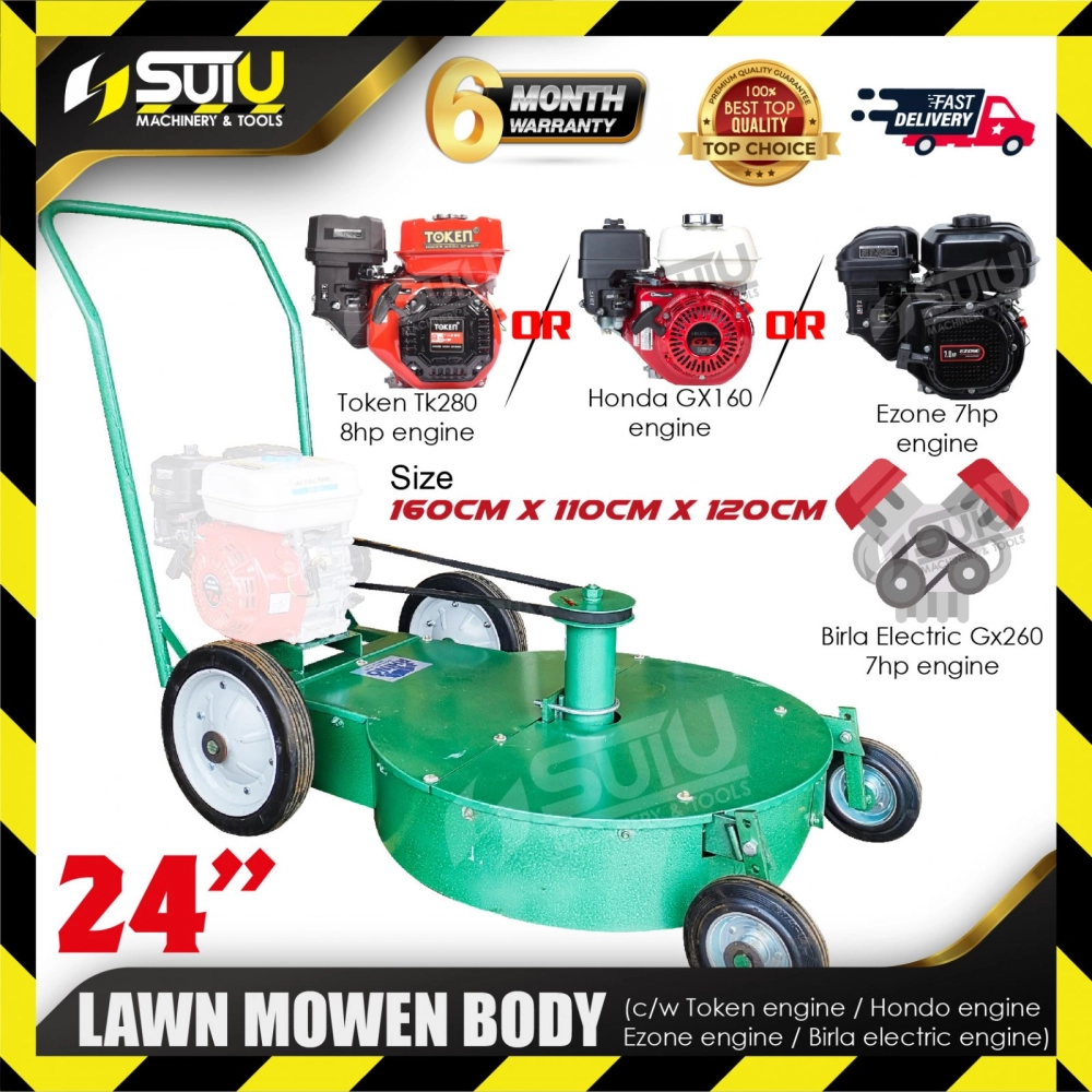 24" Lawn Mower Body with Engine (TOKEN TK280 / HONDA GX160 / BIRLA Electric GX260 / Ezone Engine)