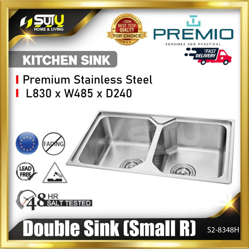 PREMIO S2-8348H Stainless Steel Double Kitchen Sink (Small R)