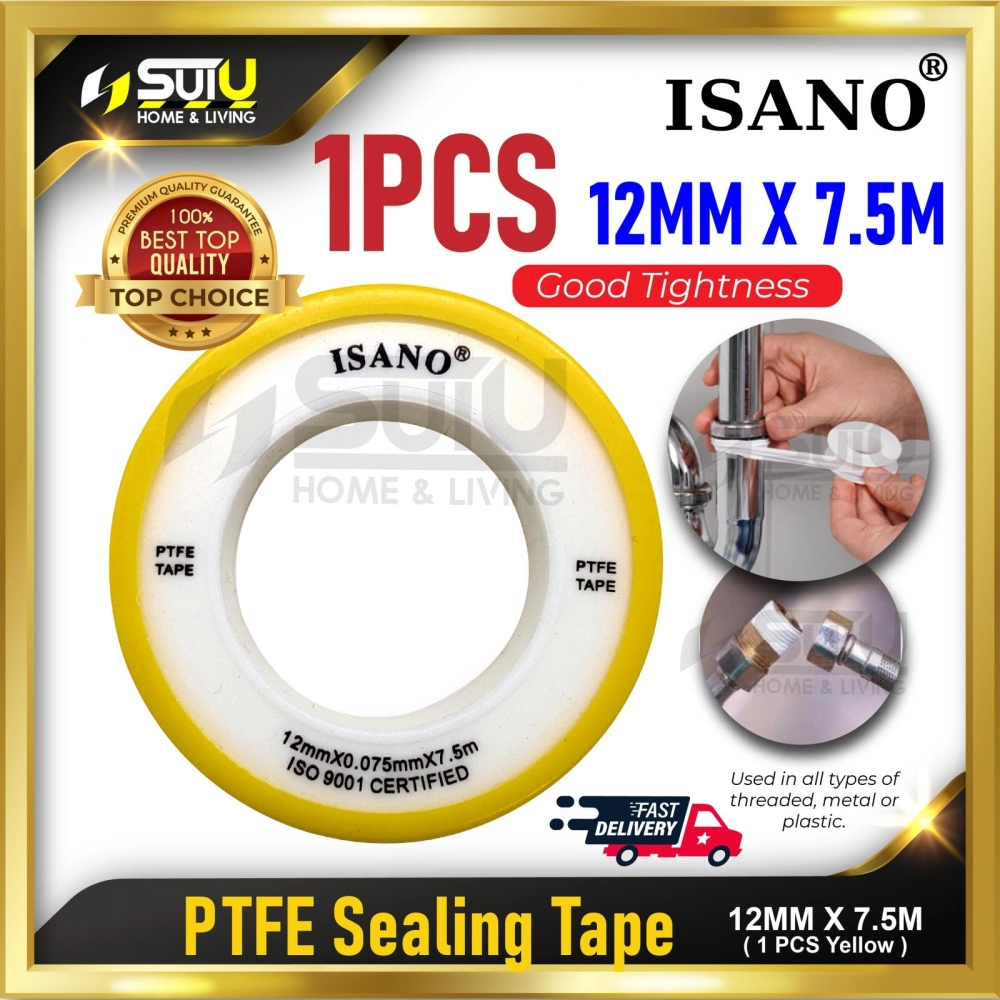ISANO 12MM x 7.5MM 1 PCS PTFE Sealing Tape (Yellow)
