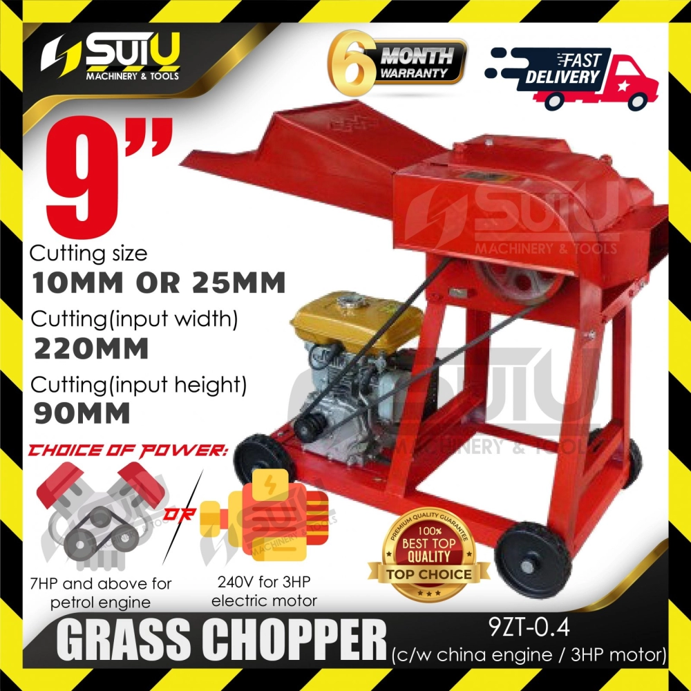 9ZT-0.4 9" Grass Chopper / Mesin Pencacah Rumput c/w China Engine (7HP and Above) / Electric Motor 3HP