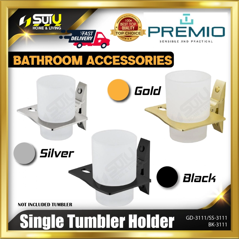 【TOP QUALITY】PREMIO GD-3111 / SS-3111 / BK-3111 Single Tumbler Holder / Pemegang Tumbler (Gold / Silver / Black)