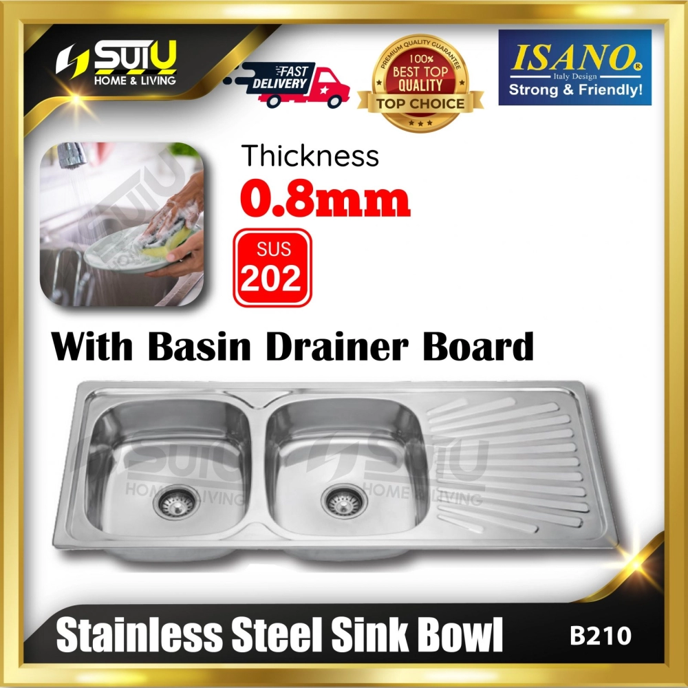 ISANO B210 1180 x 490MM Stainless Steel Sink Bowl (Double Bowl)