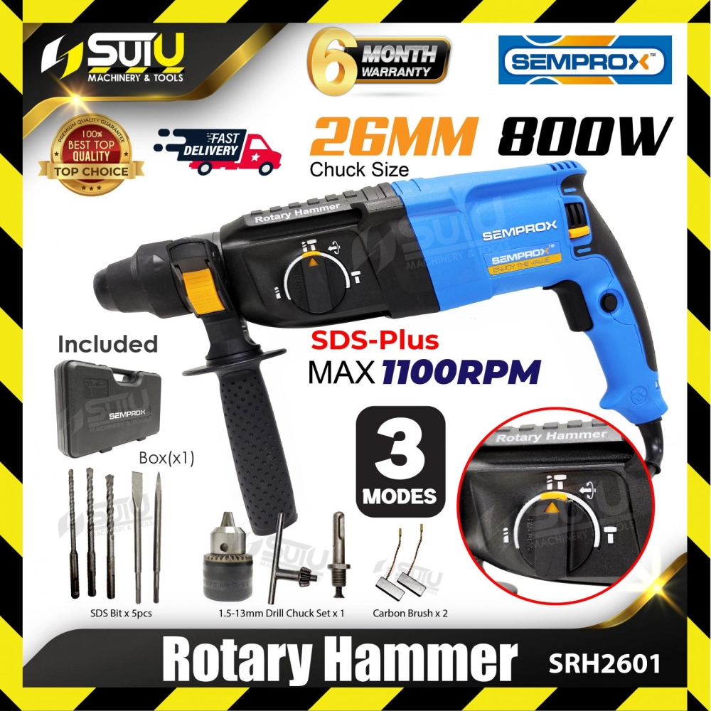 SEMPROX SRH2601 26MM 3 Modes SDS Plus Rotary Hammer 800W 1100RPM