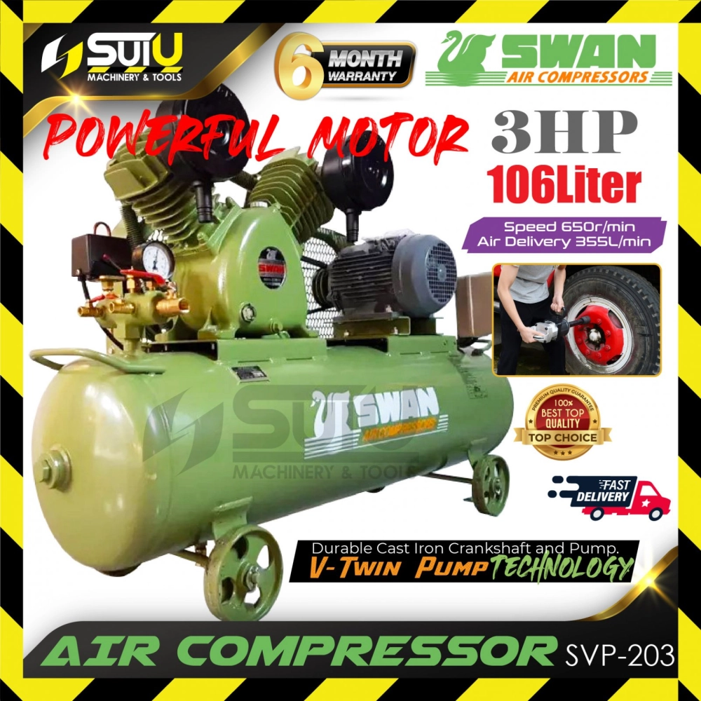 SWAN SVP-203 / SVP203 106L 3HP Air Compressor 2.2kW 650RPM