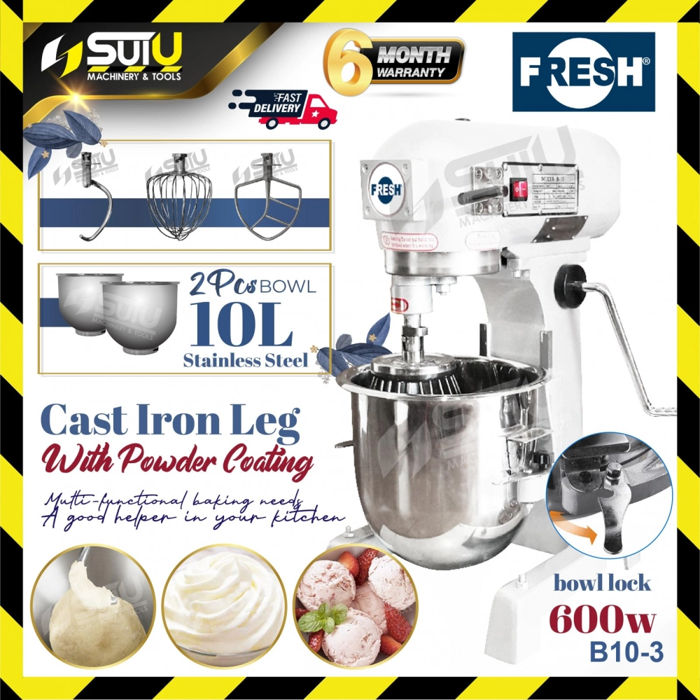 [CAST IRON LEG] FRESH B10-3 10L Food Mixer / Stand Mixer / Mesin Pengadun 600W 