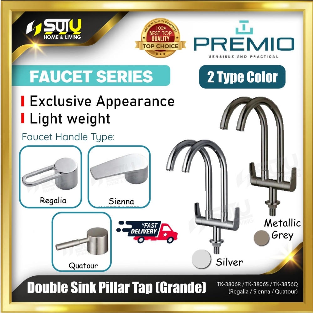 PREMIO TK-3806R / TK-3806S / TK-3856Q Grande Double Sink Pillar Tap (Regalia / Sienna / Quatour)