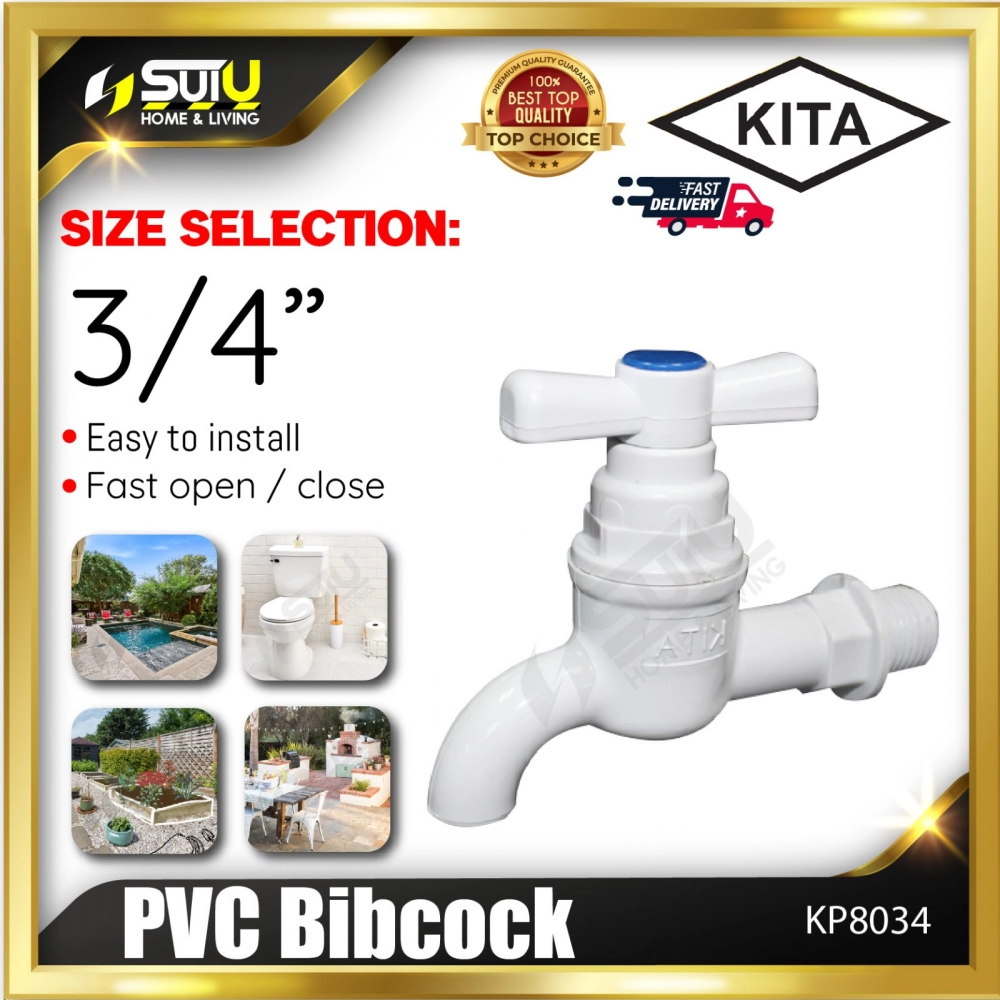 KITA KP8034 1PC 3/4" PVC Bibcock