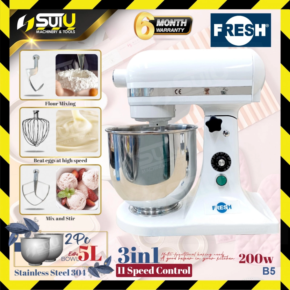 FRESH B5 3in1 5L Stand Mixer / Food Mixer / Mesin Pengadun 200W