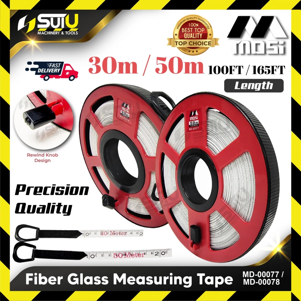 MDSI MD-00078 / MD-00077 30M / 50M Fiber Glass Measuring Tape / Pita Pengukur