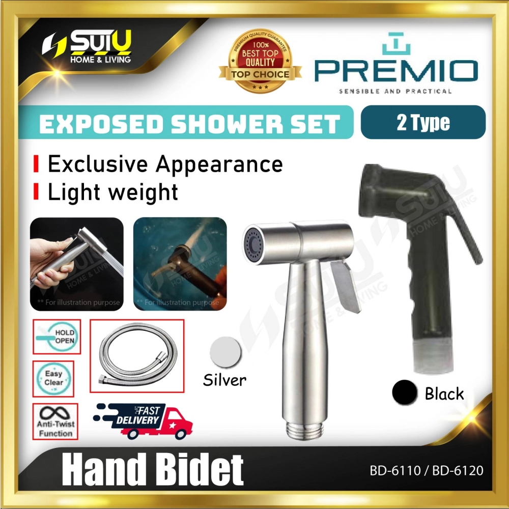 PREMIO BD-6110 / BD-6120 Hand Bidet (Black / Silver)