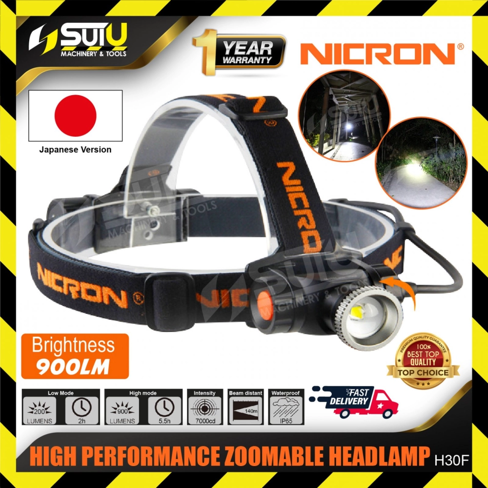 NICRON H30F High Performance Zoomable Headlamp 900LM