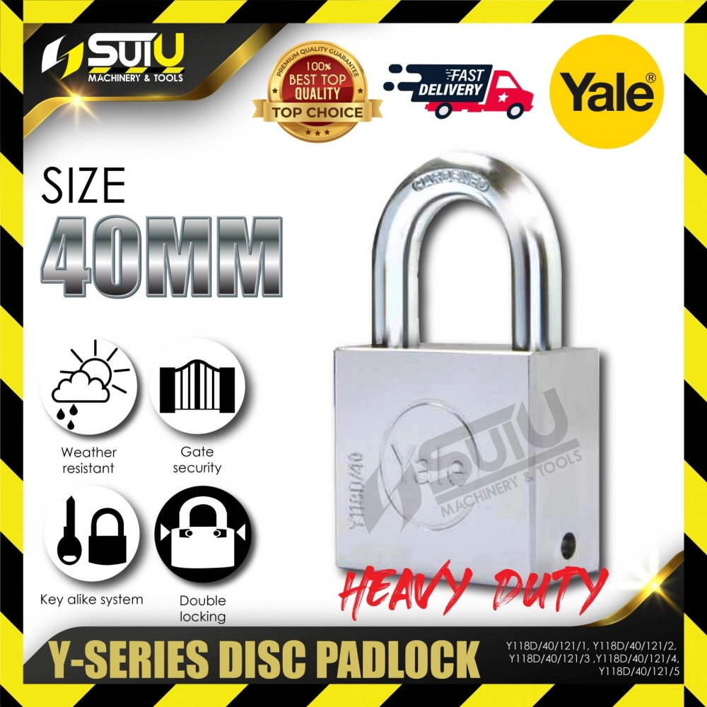 YALE Y118D/40/121 1/2/3/4/5PCS 40MM Y-Series Chromed Plated Rekeyable Disc Padlock