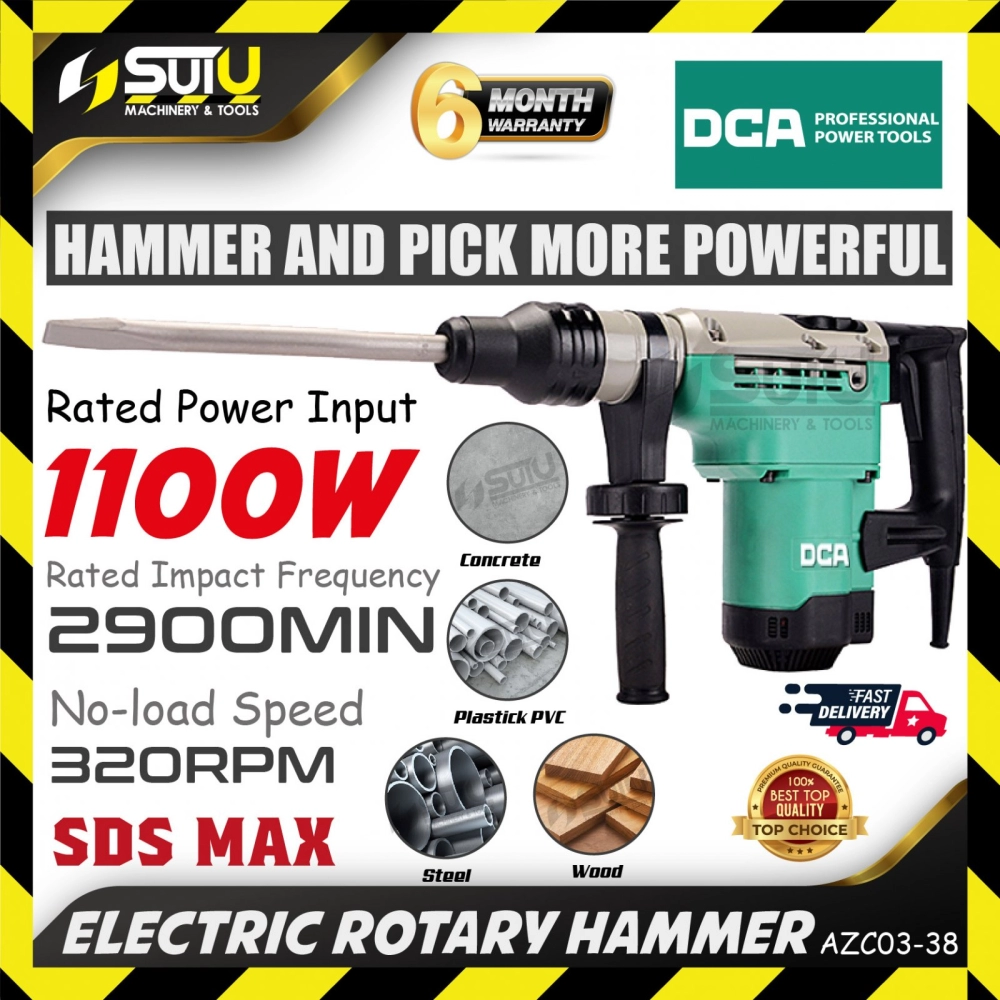 DCA AZC03-38 / AZC 03-38 7.9J SDS-MAX Electric Rotary Hammer 1100W 320RPM
