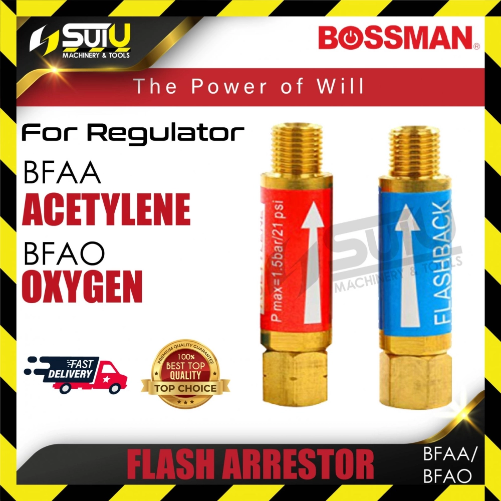 BOSSMAN BFAA / BFAO Flash Arrestor for Regulator (Acetylene / Oxygen)