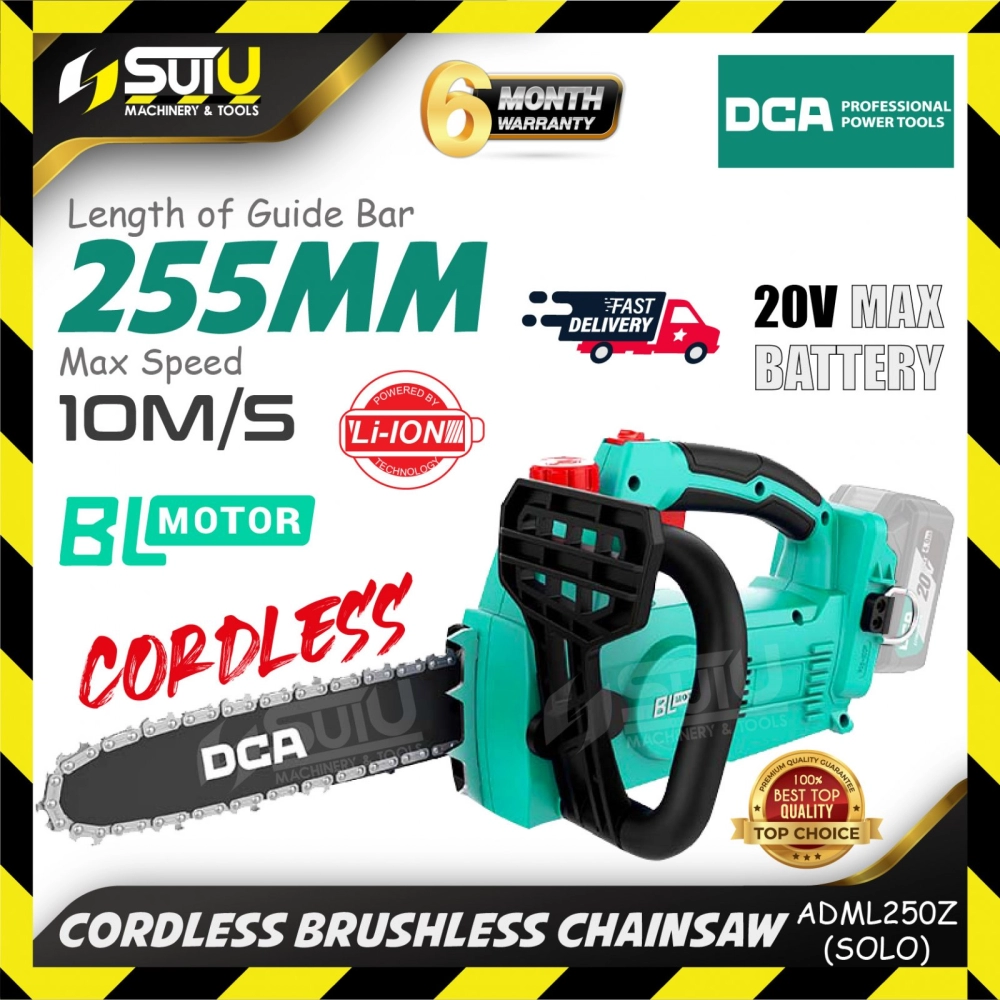 DCA ADML250 / ADML250Z 20V 255MM Brushless Cordless Chainsaw 10M/S (SOLO - No Battery & Charger)