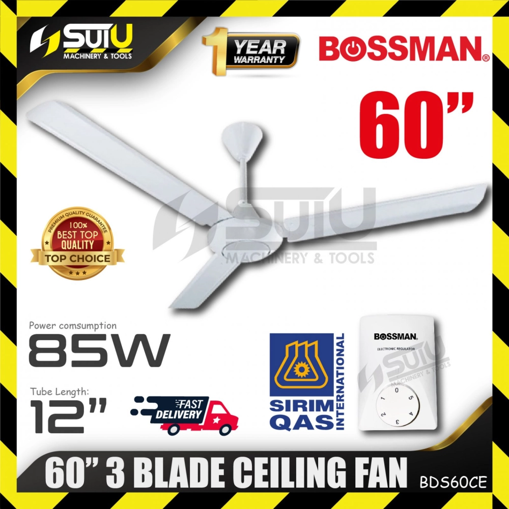 BOSSMAN BDS60CE 60" Ceiling Fan eith 3 Blade 85W (SIRIM Certified)