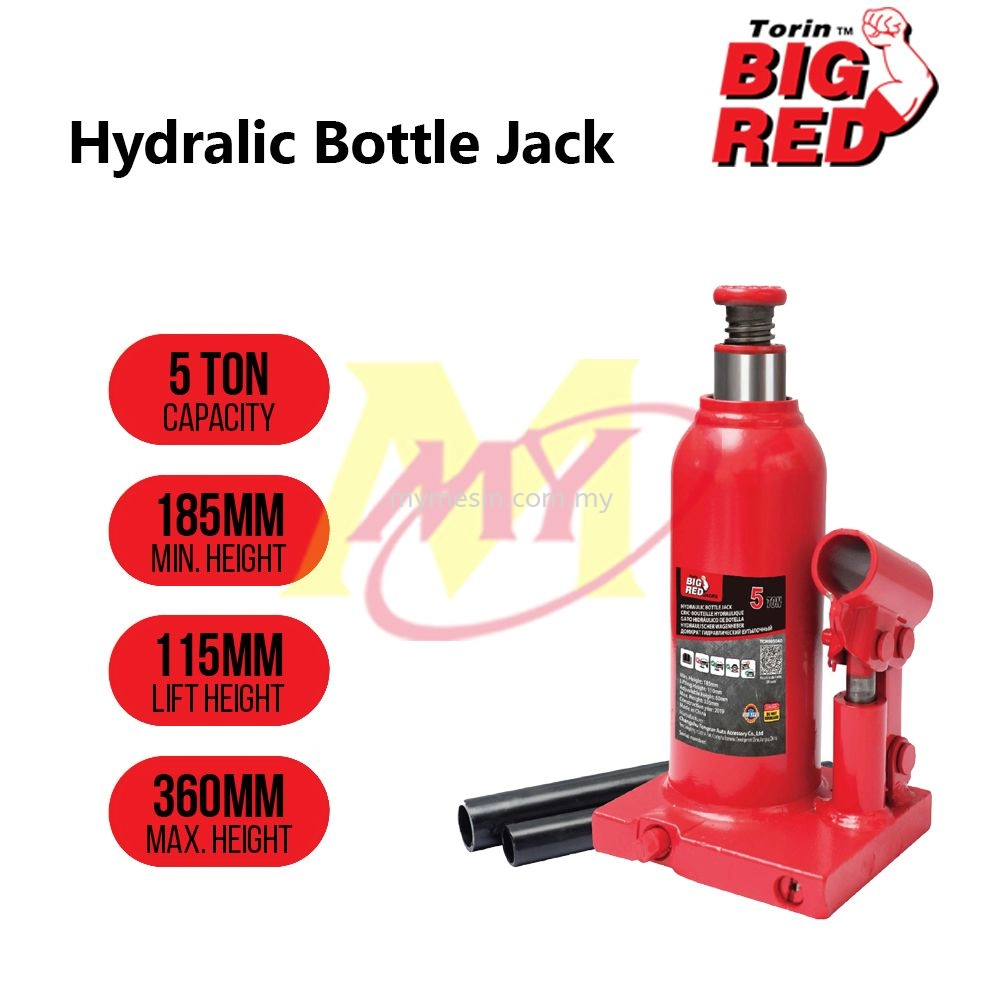 Big Red Hydraulic Bottle Jack 3-20 Ton [Code: 2845/ 2846/ 2847/ 5351/ 2848]