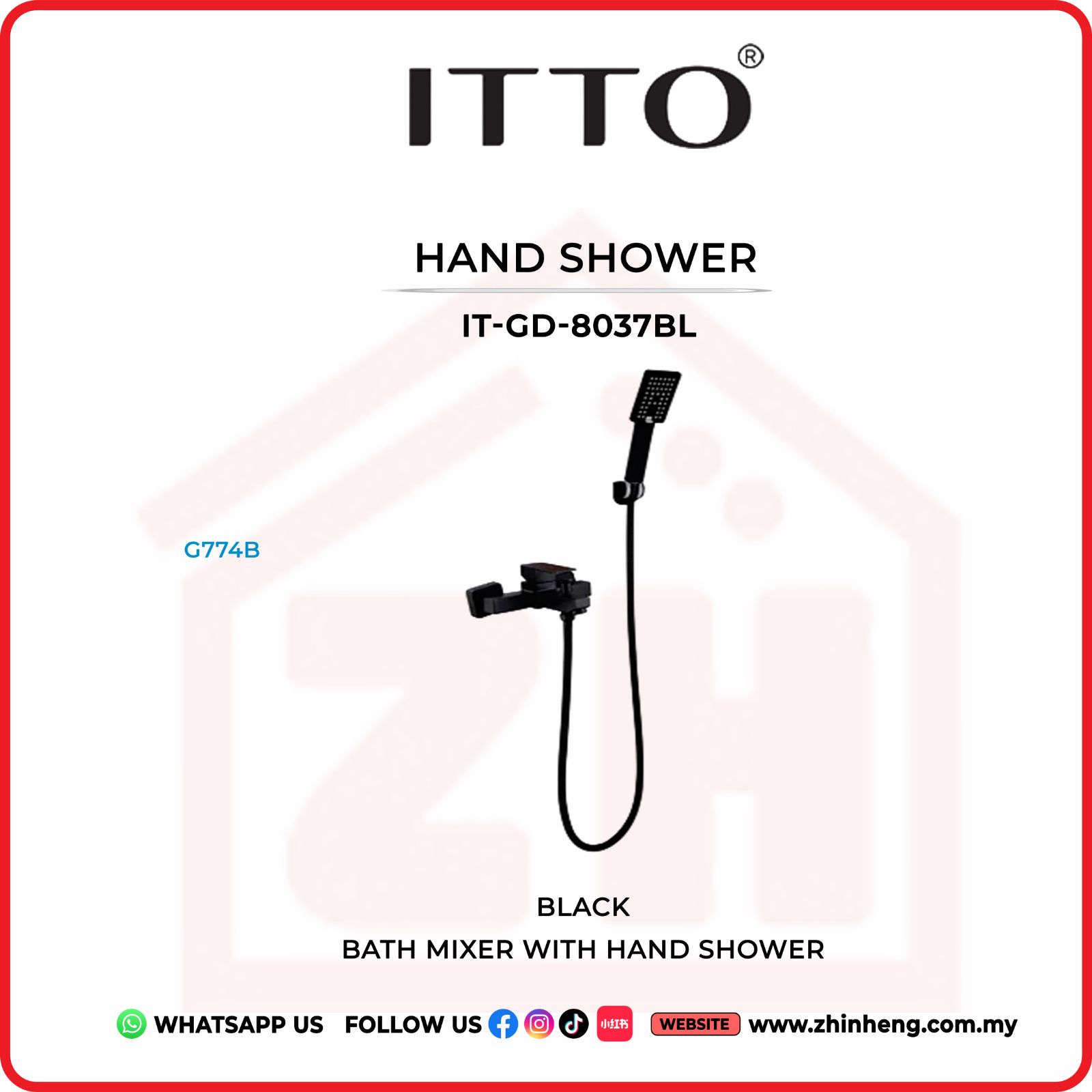 ITTO BATH MIXER WITH HAND SHOWER  IT-GD-8037BL