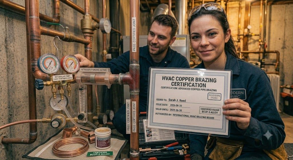 HVAC copper pipe joint brazing certification