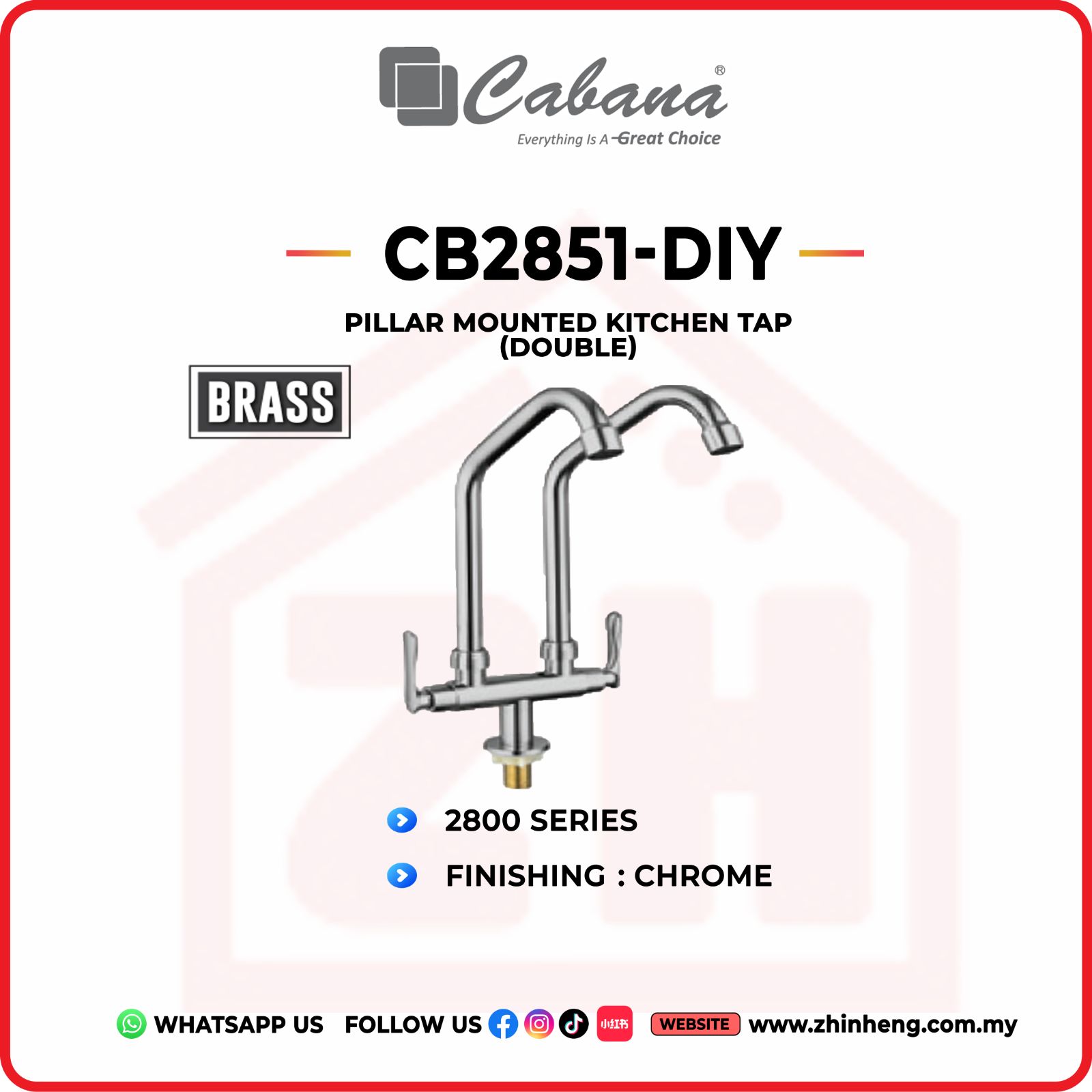 CABANA Pillar Mounted Kitchen Tap (Double) CB2851-DIY