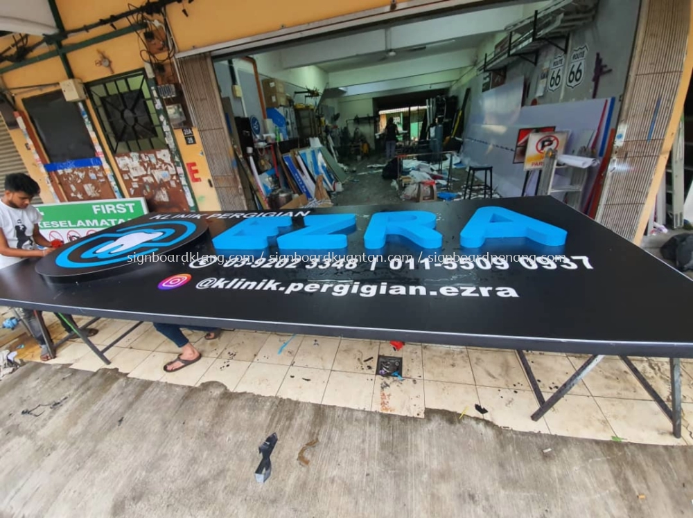 Ezra dental aluminium box up 3d frontlit lettering signage signboard at klang  puchong kuala lumpur