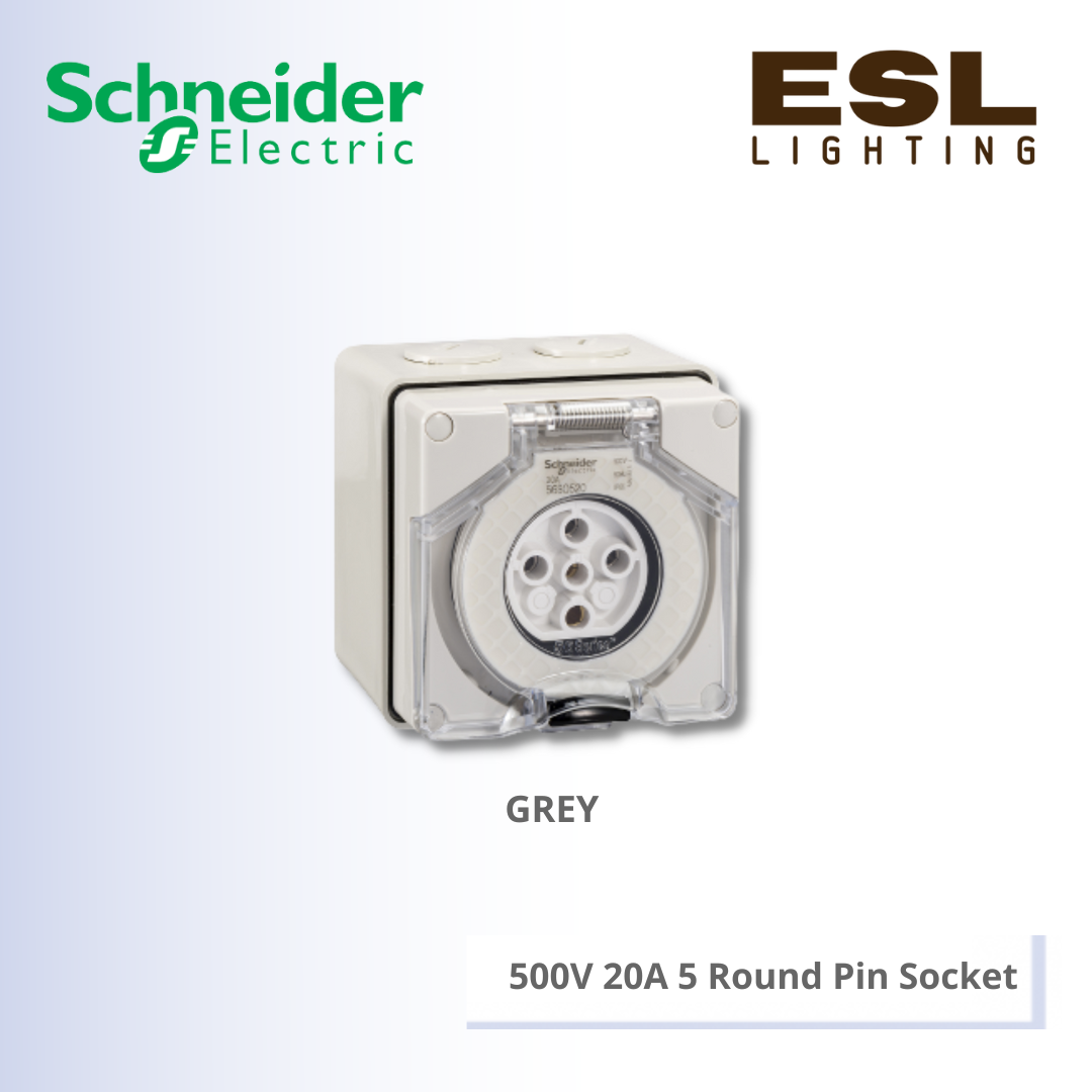SCHNEIDER S56 Series & 66 Series 500V 20A 5 Round Pin Socket - S56SO520GY