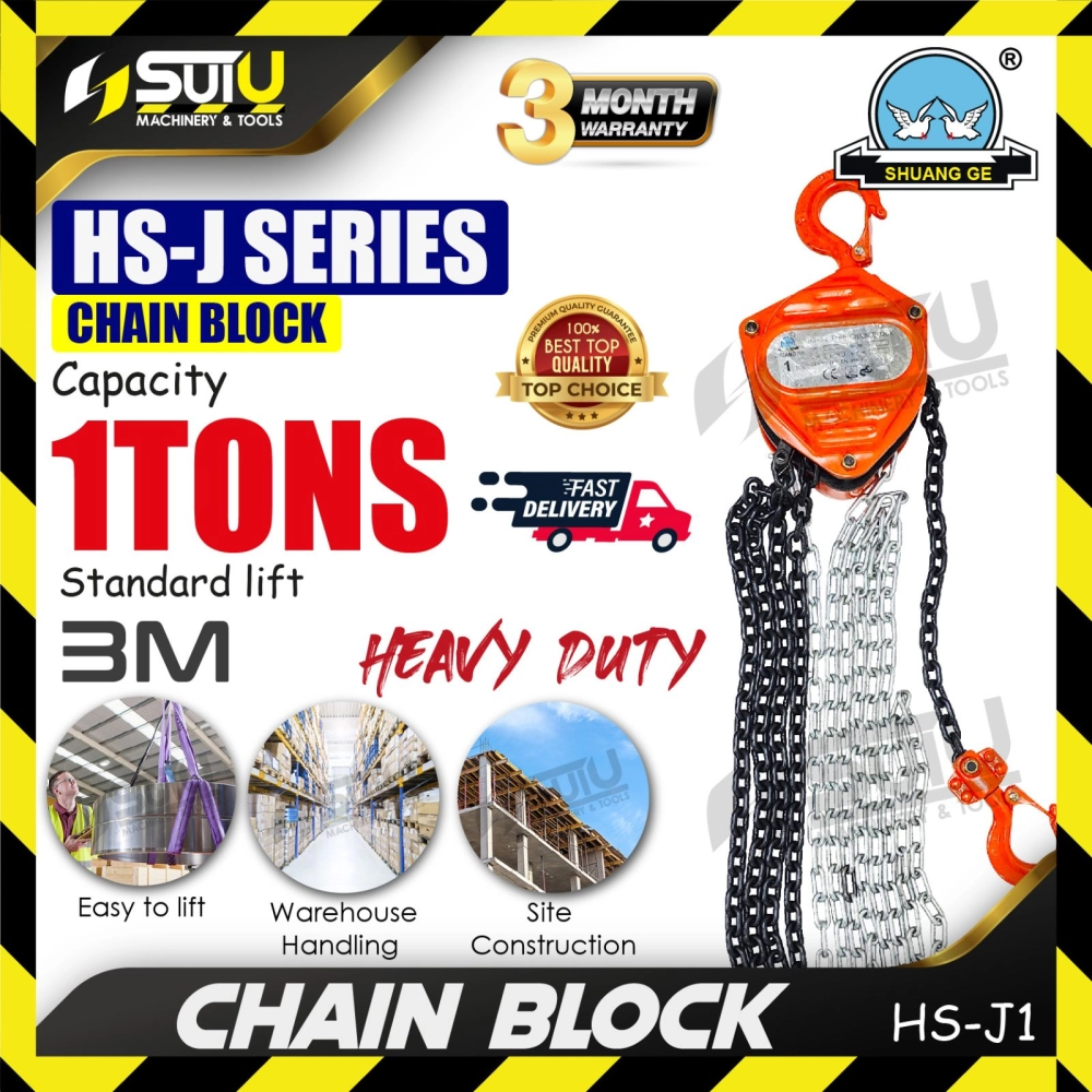 SHUANG GE HS-J1 / HSJ1 1 TON x 3M Heavy Duty Chain Block