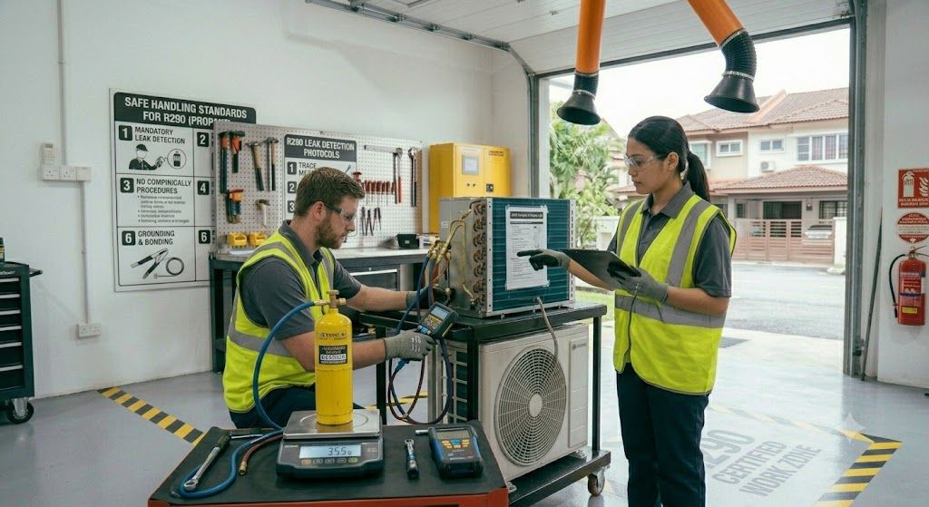 R290 charging and handling procedures