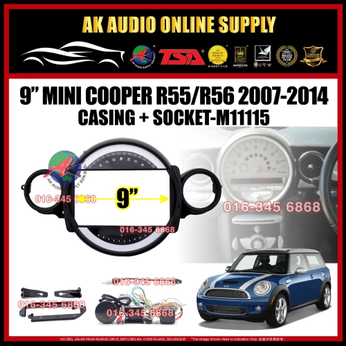 Mini Cooper R55 / R56 2007 - 2014  Android player 9" inch Casing + Socket - M11115