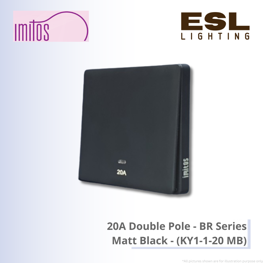 IMITOS 20A Double Pole (BR Series) Matt Black - KY1-1-20 MB [SIRIM]