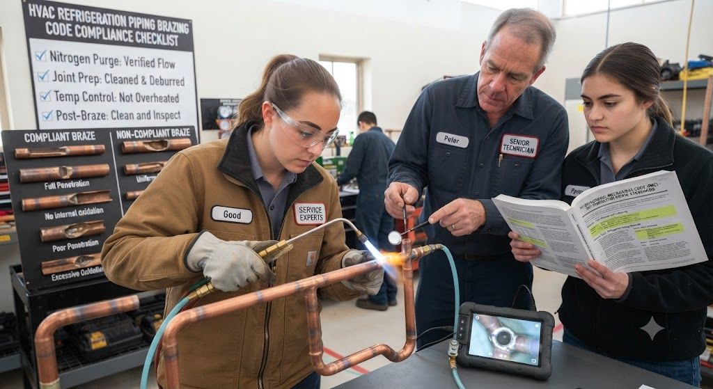 HVAC refrigeration piping brazing code compliance