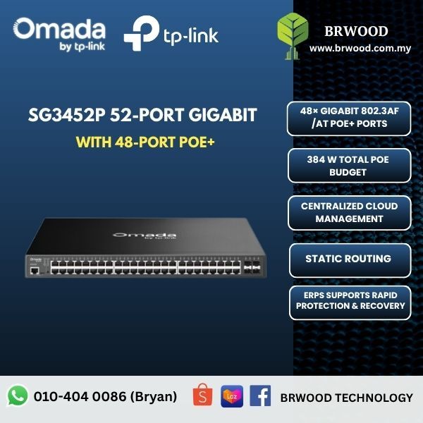 OMADA TP-LINK SG3452P: Omada Access 52-Port Gigabit Switch with 48-Port PoE+
