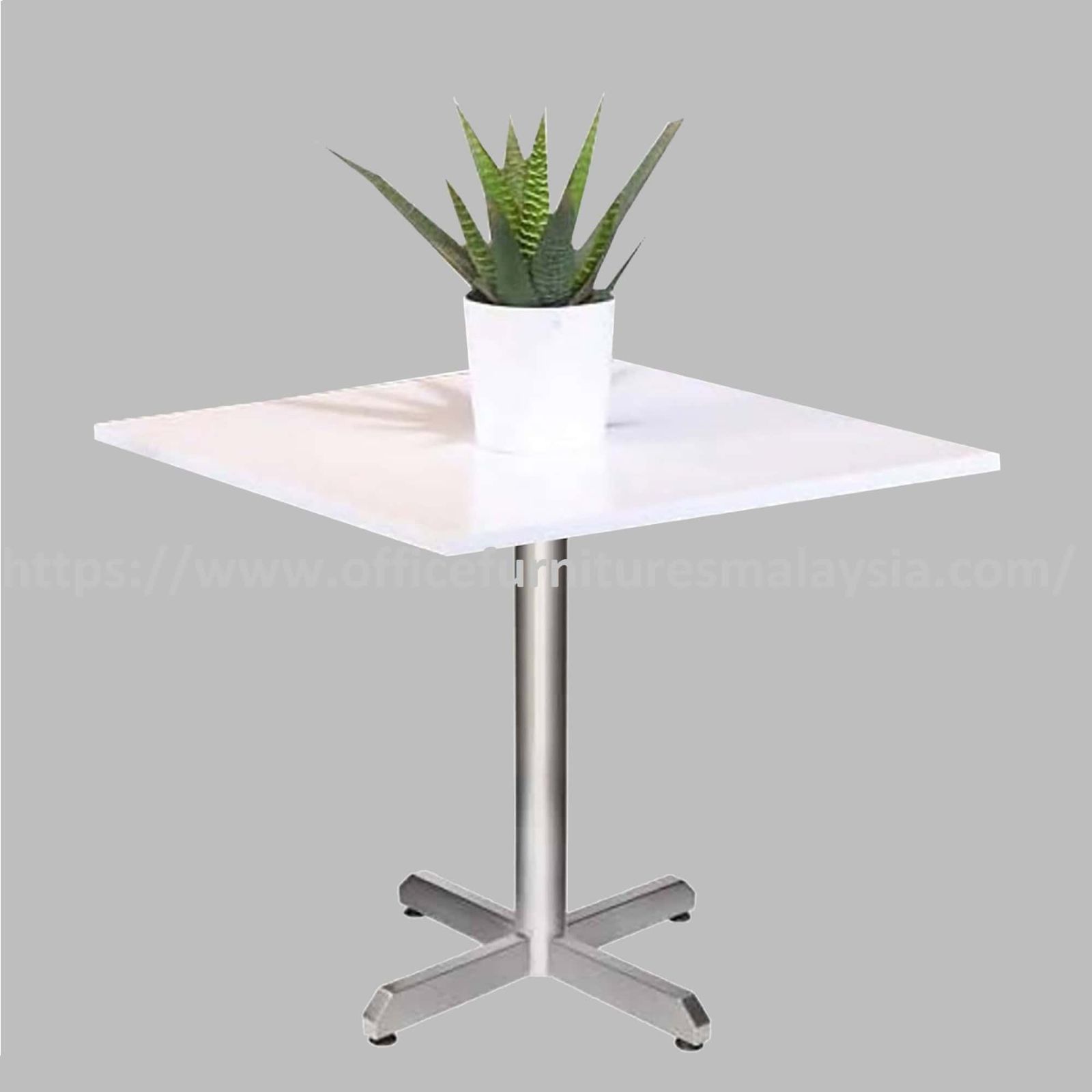 2 ft Low Square Chipboard Table Top with X-Shape Stainless Steel Leg OFSM144C6060LS