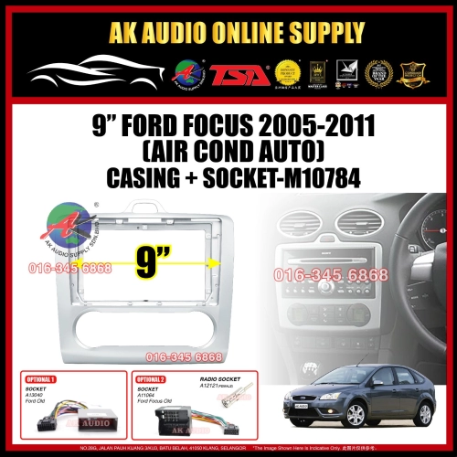 Ford Focus 2005 - 2011 ( Aircond Auto ) Android Player 9" inch Casing + Socket - M10784