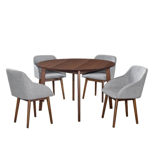 YOSEMITE TAYLOR 4′ RD Dining Set (1 + 4) Merlot Beech / Fabric grey