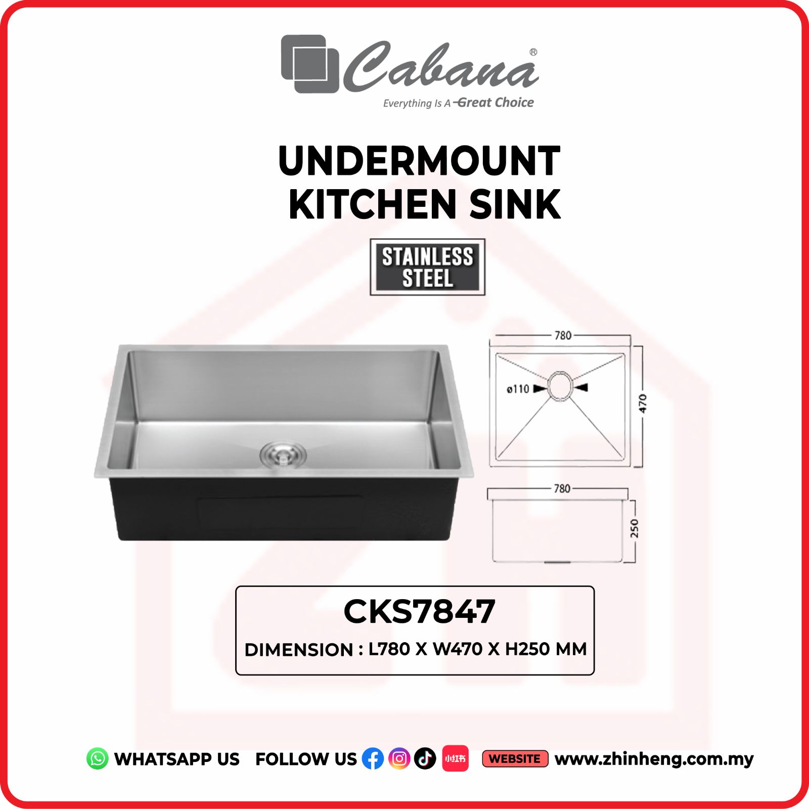 CABANA UNDERMOUNT KITCHEN SINK CKS7847