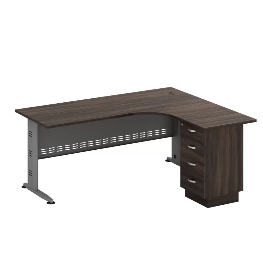 L-Shape Acadia Executive Table With Fixed Pedestal 3 Drawer｜Office Table Penang