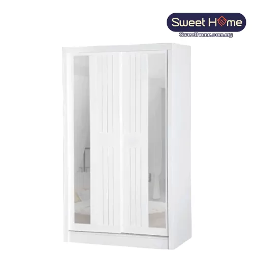 Sliding Door White Wardrobe TC 2-244 H 80" W 46.5" D 24 "