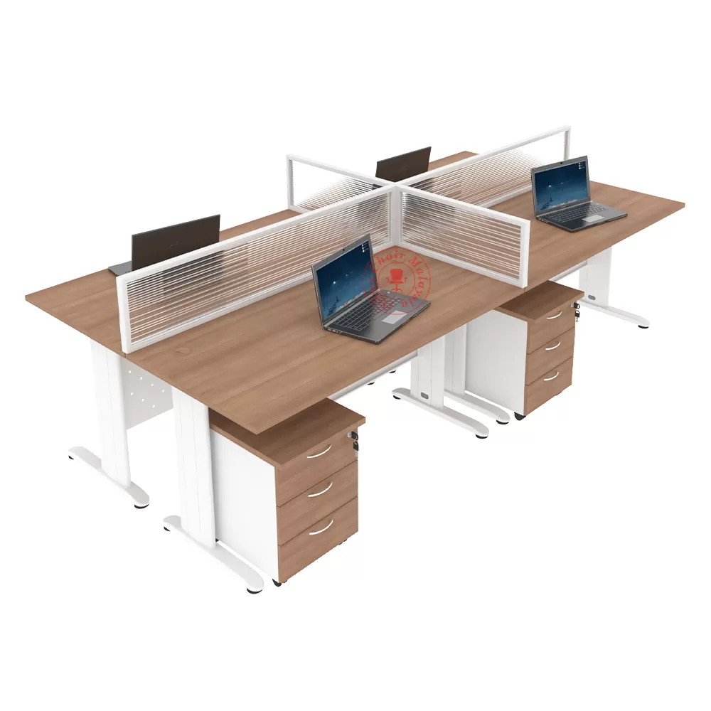 MJ Rectangular Workstation Cluster of 4 / Office Table Workstation / Meja Pejabat Kerja / Meja office