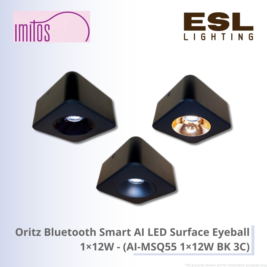 IMITOS Oritz Bluetooth Smart AI LED Surface Eyeball 1×12W - AI-MSQ55 1×12W BK 3C