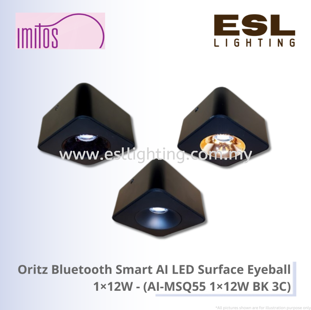 IMITOS Oritz Bluetooth Smart AI LED Surface Eyeball 1×12W - AI-MSQ55 1×12W BK 3C